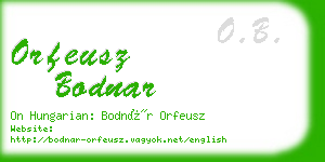 orfeusz bodnar business card